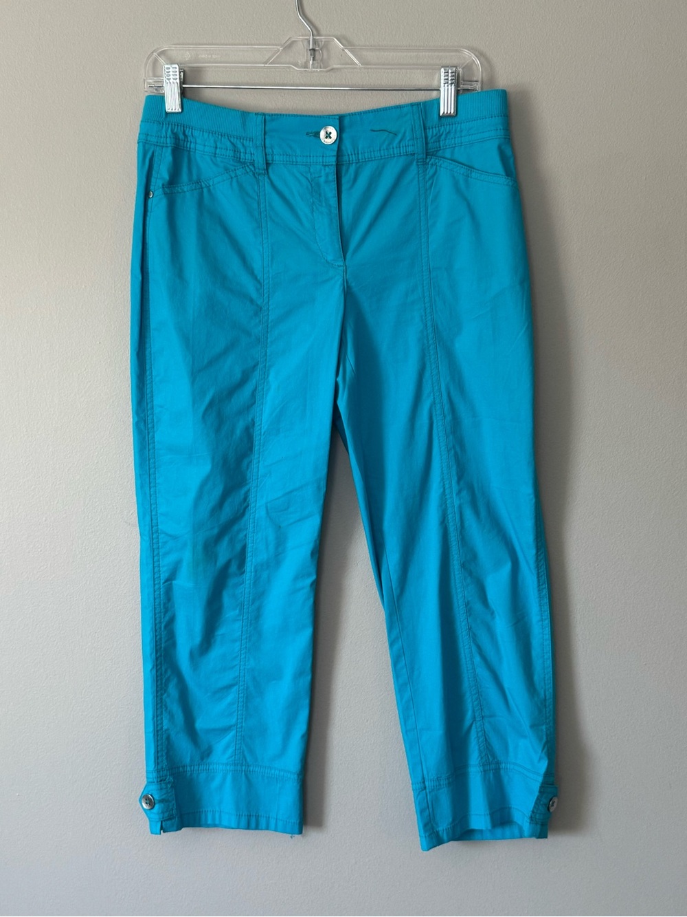 Chico's Lightweight Summer Cropped Pants Size 00 Blue Elastic Waist